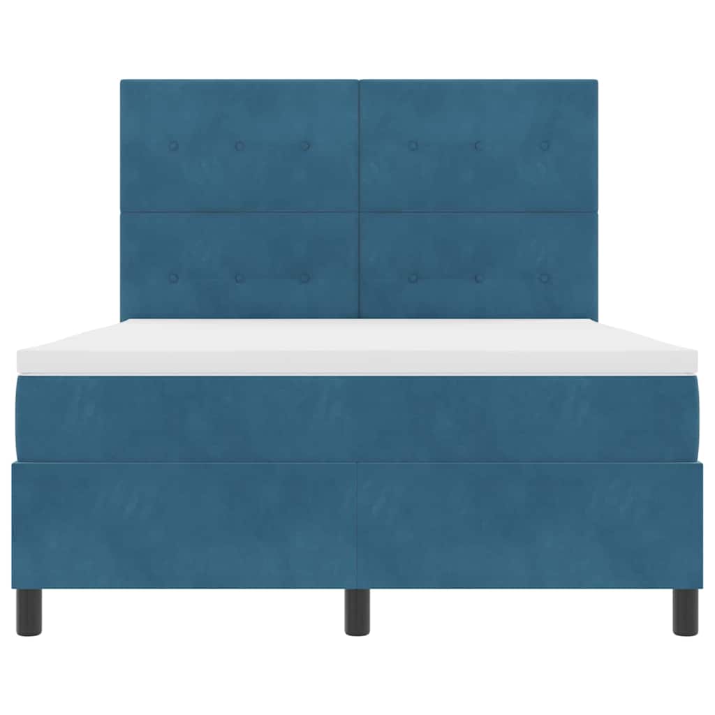 LED Box Spring Krevet Tamno plava 140 x 200 cm Baršun