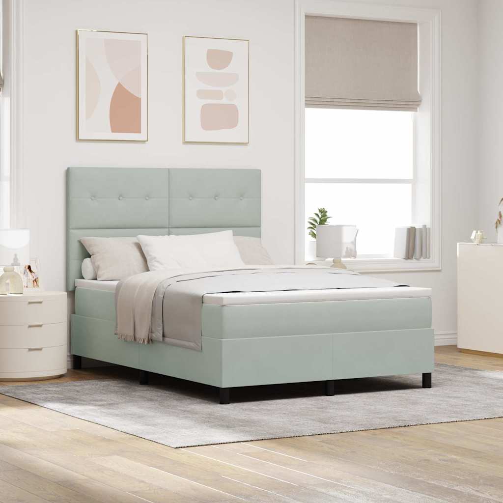 LED Box Spring Krevet Svijetlo siva 160 x 200 cm Baršun