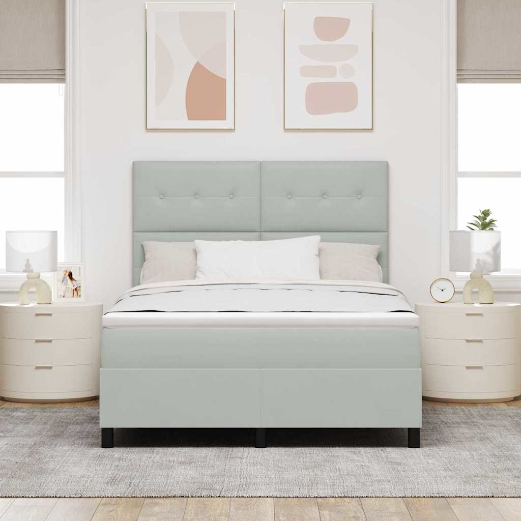LED Box Spring Krevet Svijetlo siva 160 x 200 cm Baršun