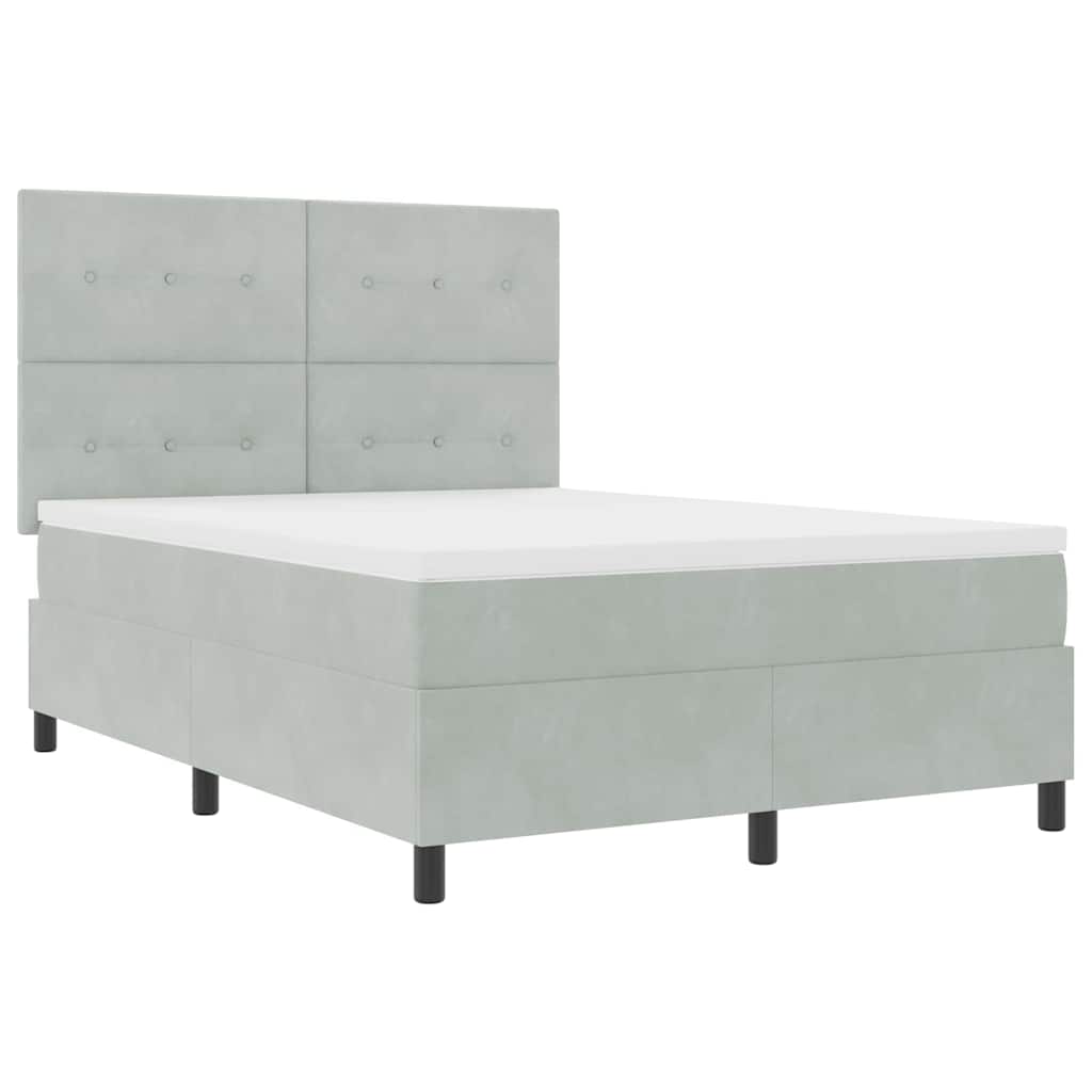 LED Box Spring Krevet Svijetlo siva 160 x 200 cm Baršun