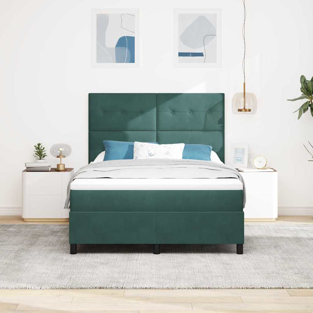 LED Box Spring Krevet Tamnozelena 160 x 200 cm Baršun
