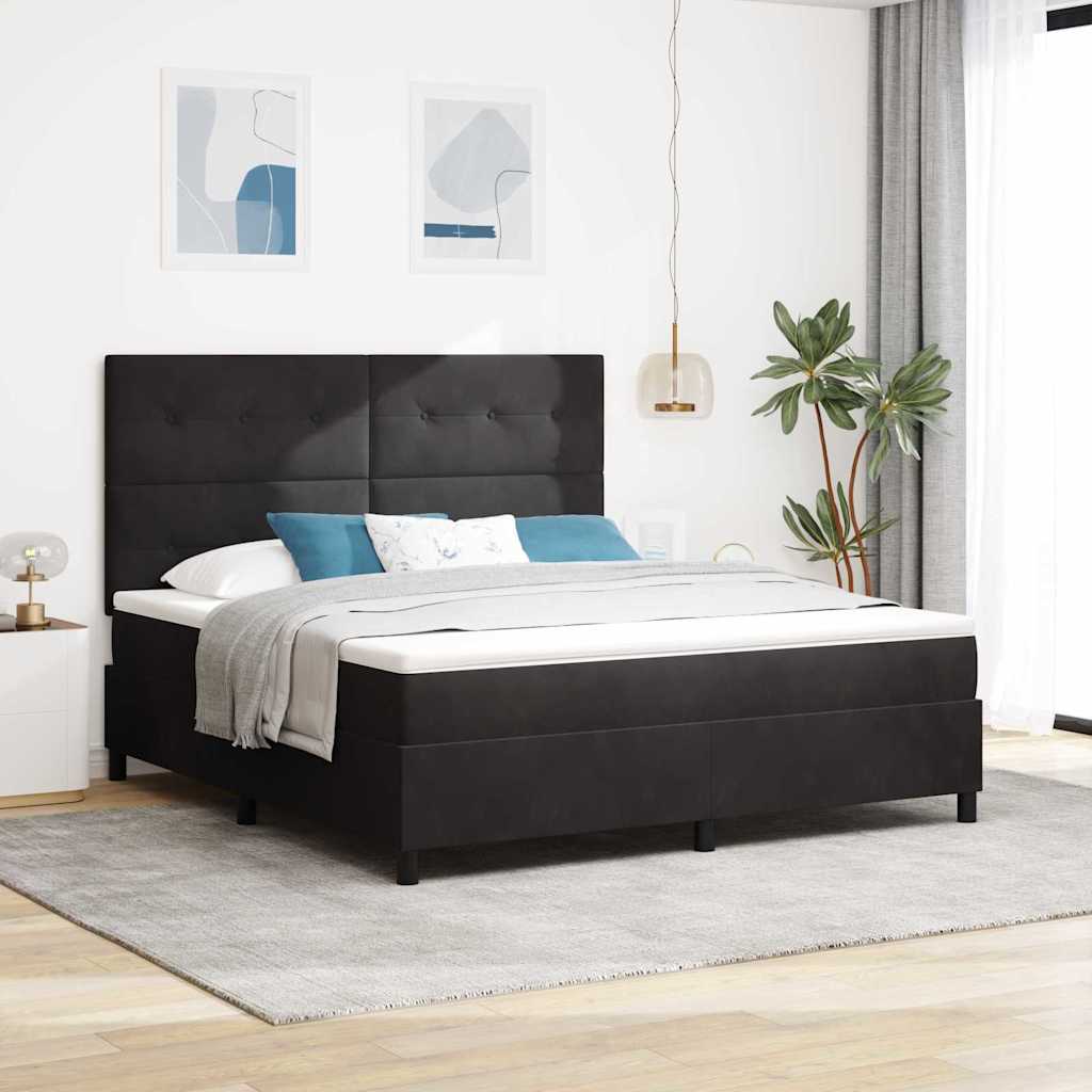 LED Box Spring Krevet s madracem Crna 180 x 200 cm Baršun