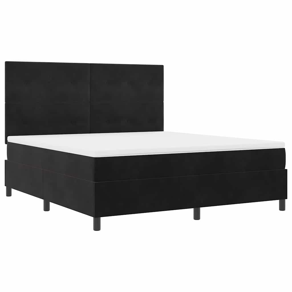LED Box Spring Krevet s madracem Crna 180 x 200 cm Baršun