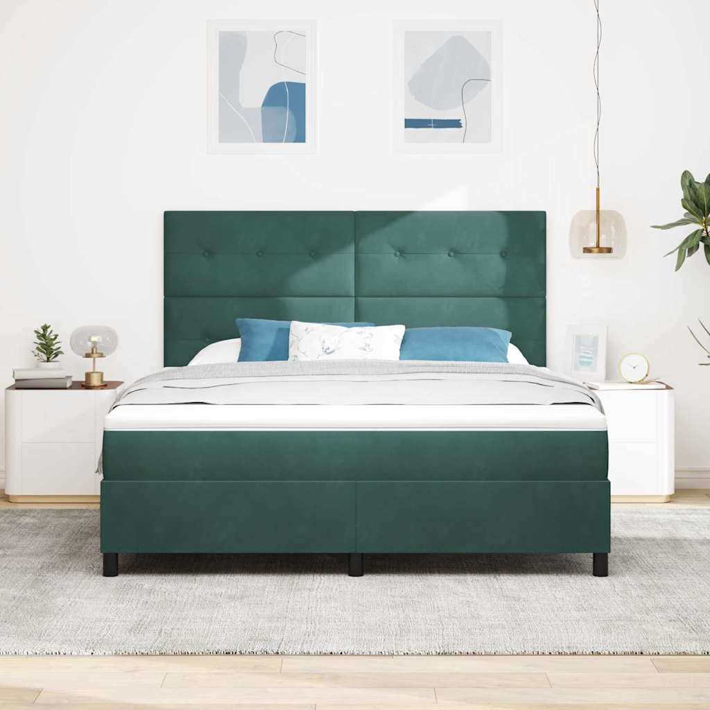 LED Box Spring Krevet Tamnozelena 180 x 200 cm Baršun
