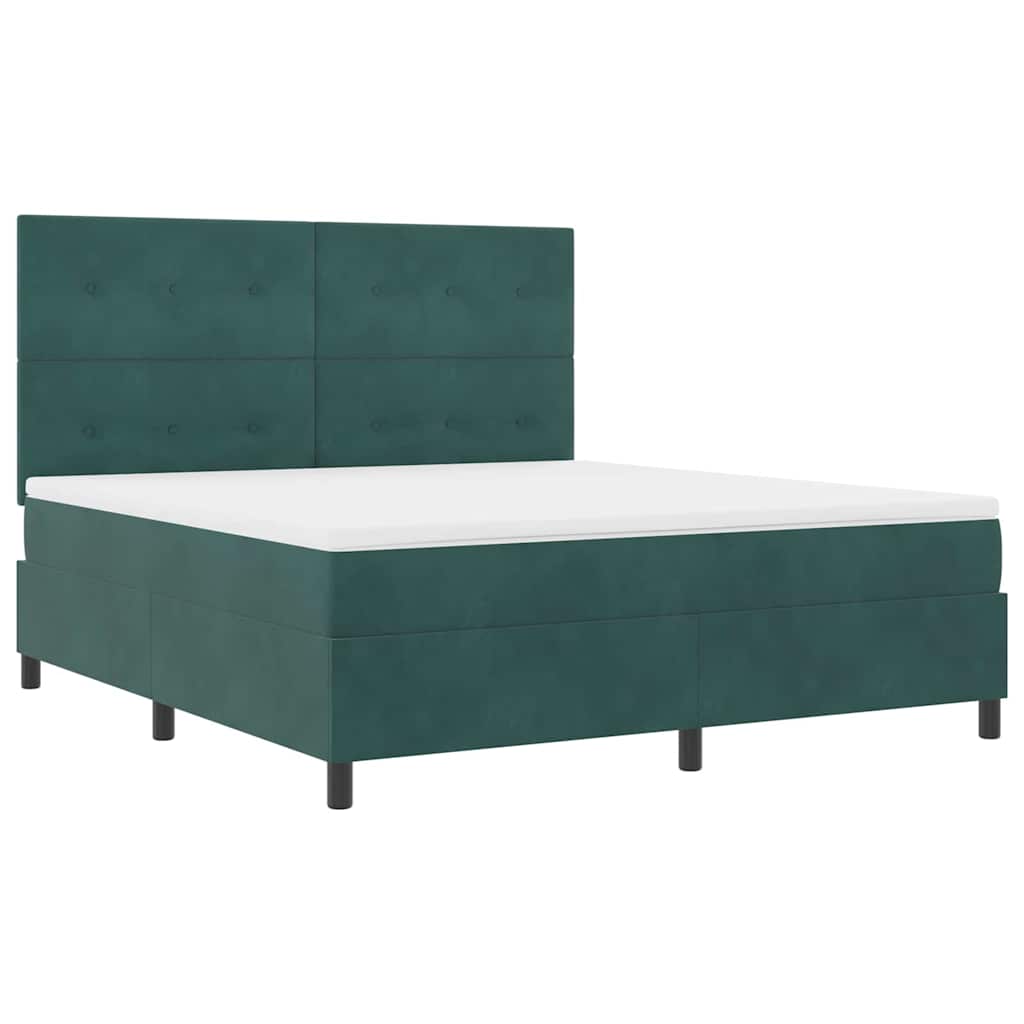 LED Box Spring Krevet Tamnozelena 180 x 200 cm Baršun