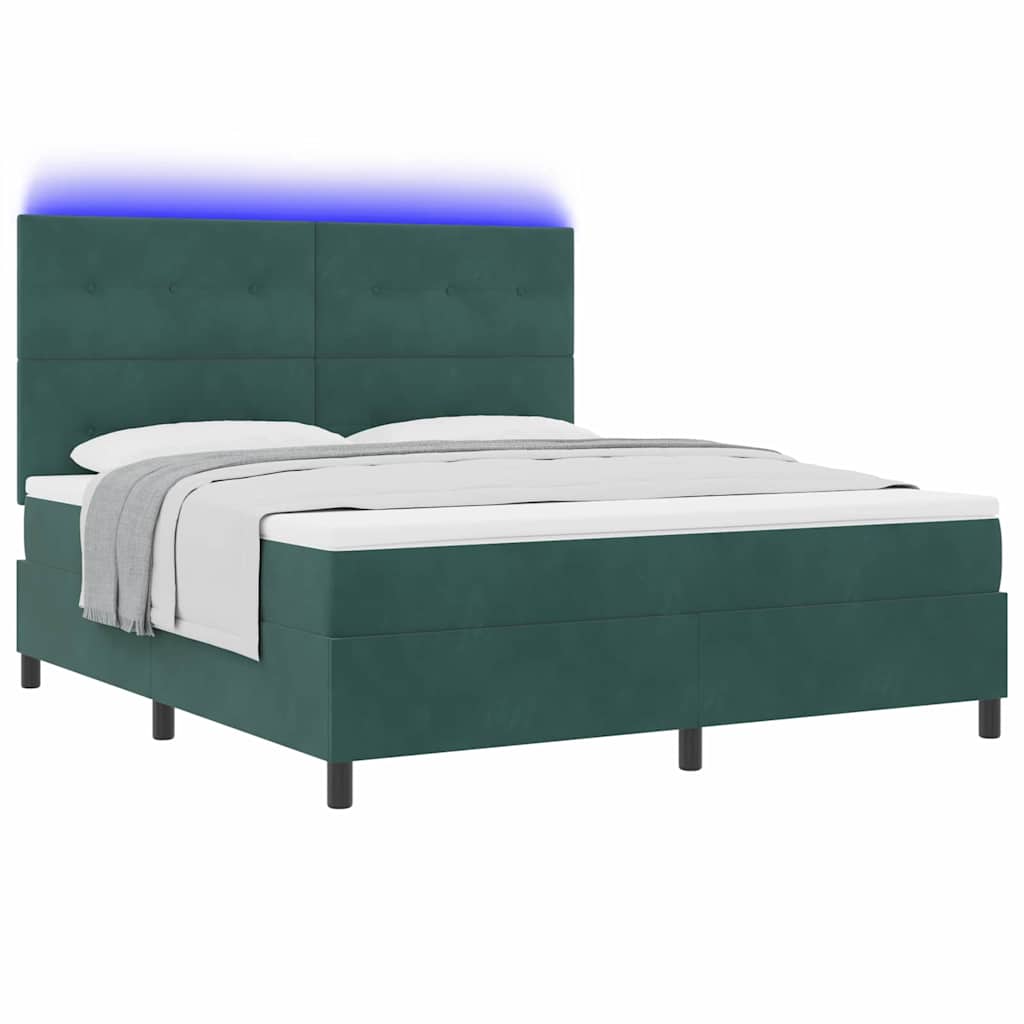 LED Box Spring Krevet Tamnozelena 180 x 200 cm Baršun