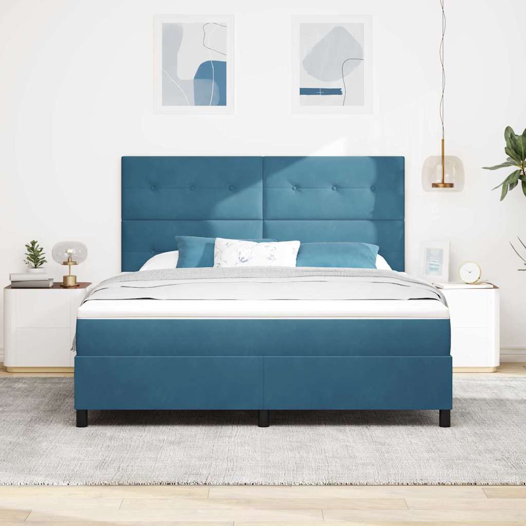 LED Box Spring Krevet Tamno plava 180 x 200 cm Baršun