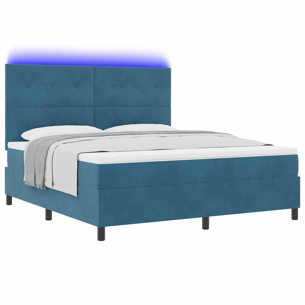 LED Box Spring Krevet Tamno plava 180 x 200 cm Baršun
