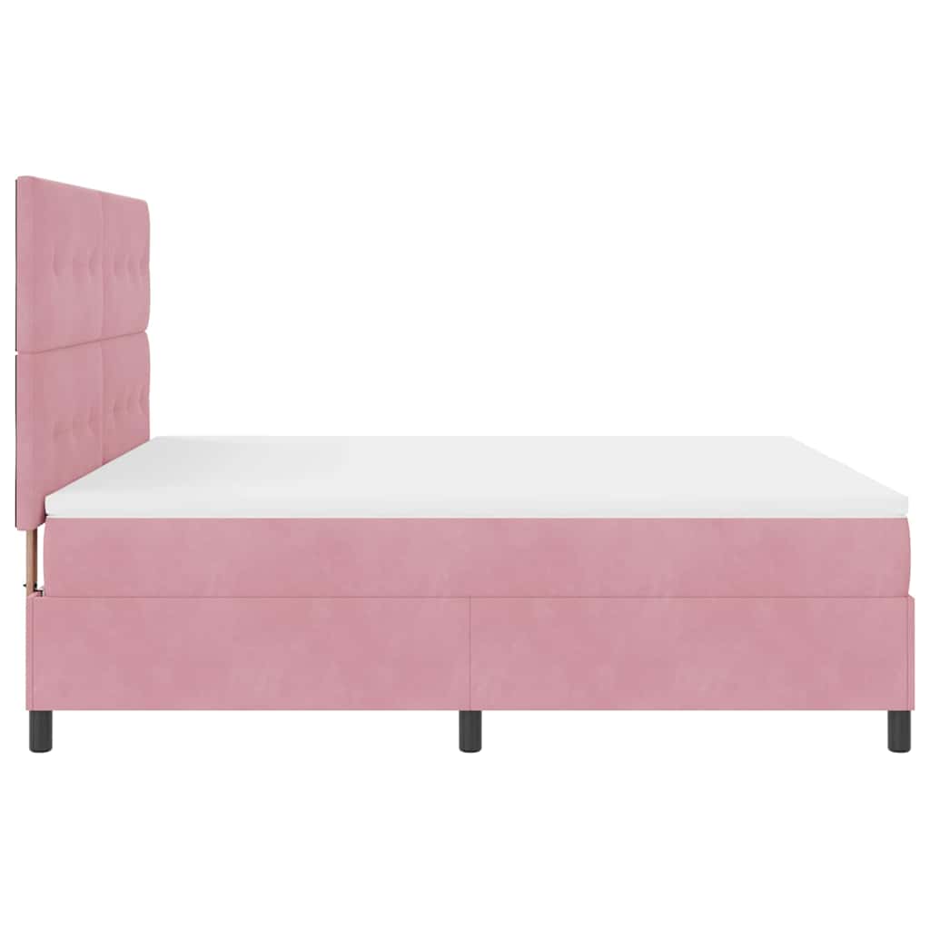 LED Box Spring Krevet Ružičasta 180 x 200 cm Baršun
