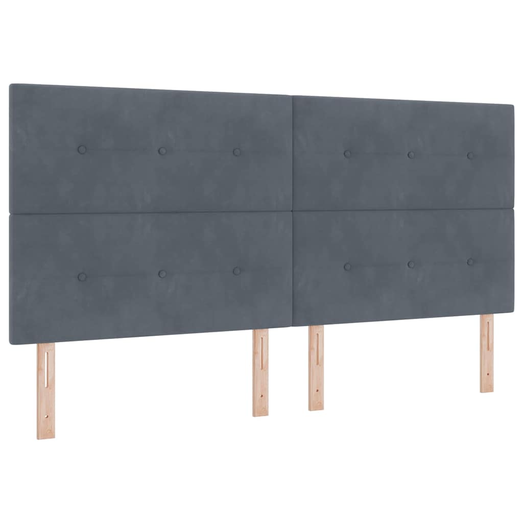 LED Box Spring Krevet s madracem Tamno siva 200 x 200 cm Baršun