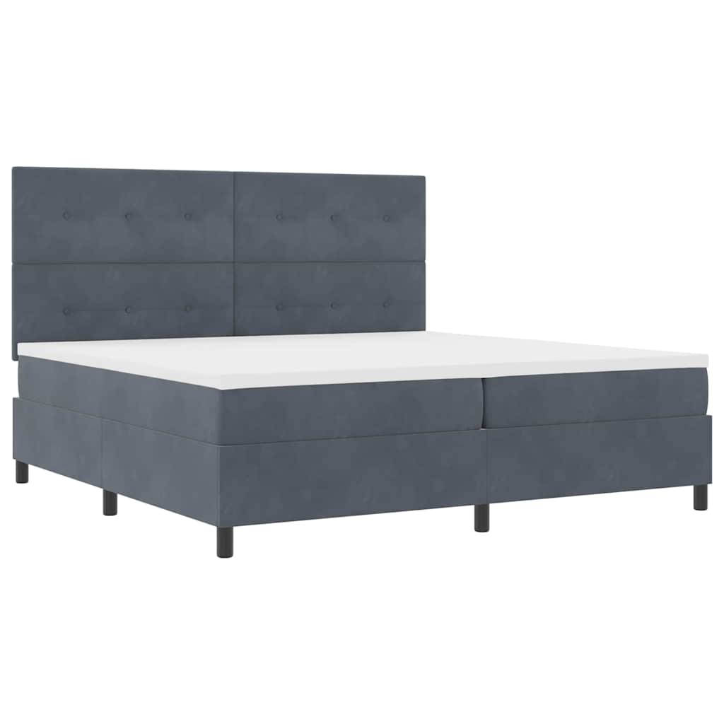 LED Box Spring Krevet s madracem Tamno siva 200 x 200 cm Baršun