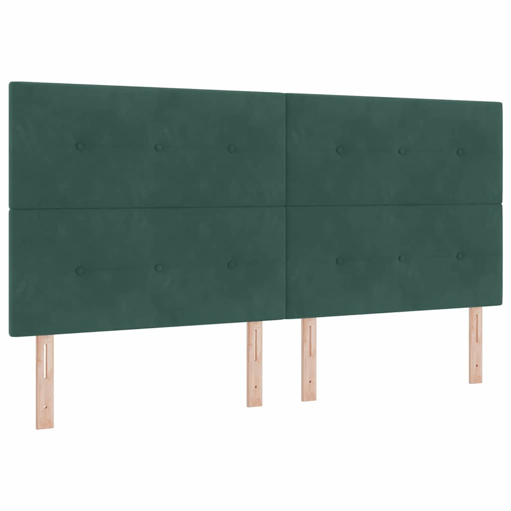 LED Box Spring Krevet Tamnozelena 200 x 200 cm Baršun