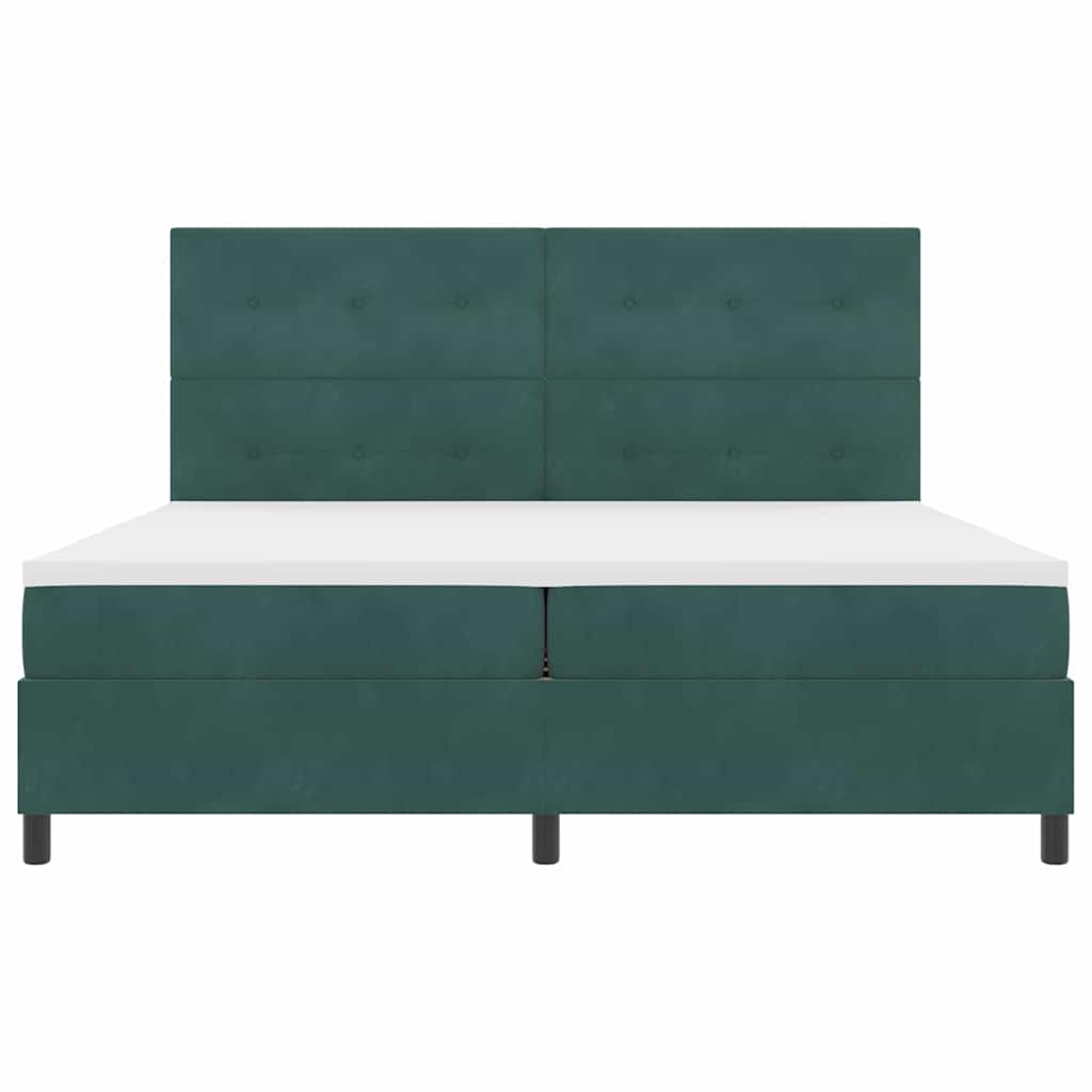 LED Box Spring Krevet Tamnozelena 200 x 200 cm Baršun