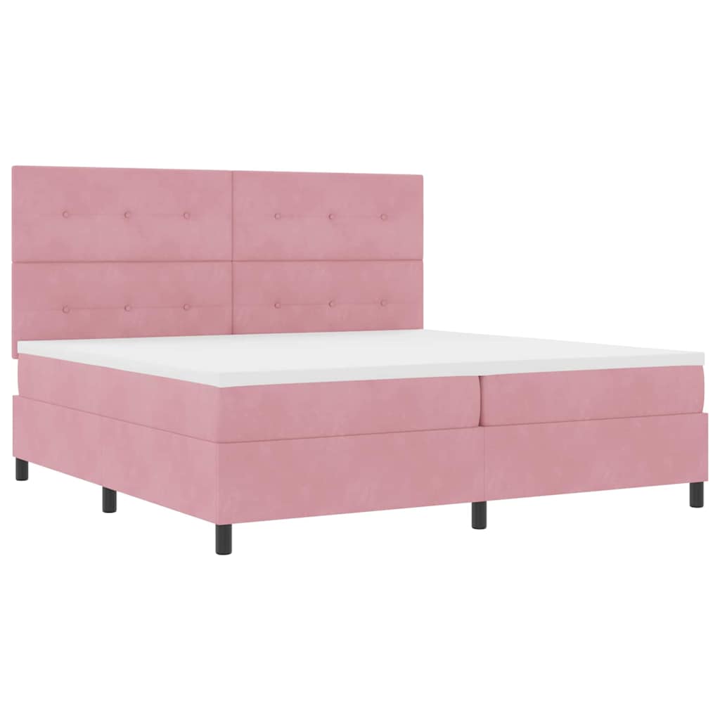 LED Box Spring Krevet s madracem Ružičasta 200 x 200 cm Baršun
