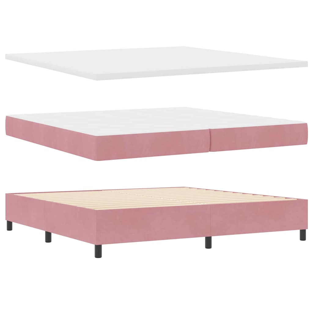 LED Box Spring Krevet Ružičasta 200 x 200 cm Baršun