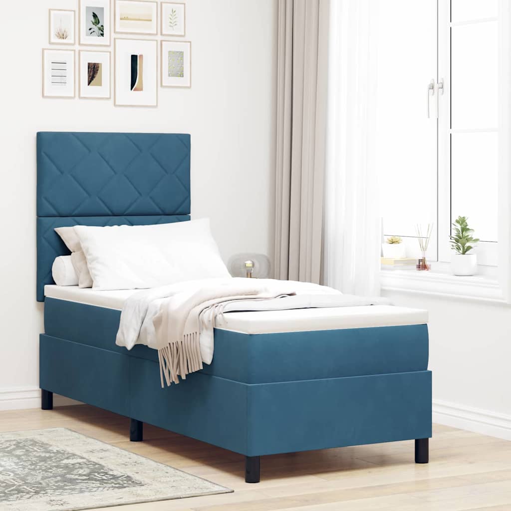 LED Box Spring Krevet Tamno plava 80 x 200 cm Baršun