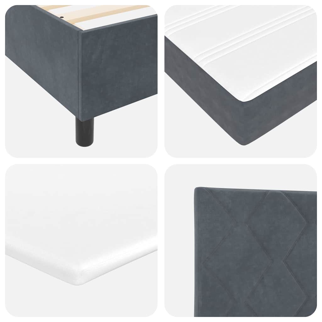 LED Box Spring Krevet s madracem Tamno siva 90 x 200 cm Baršun