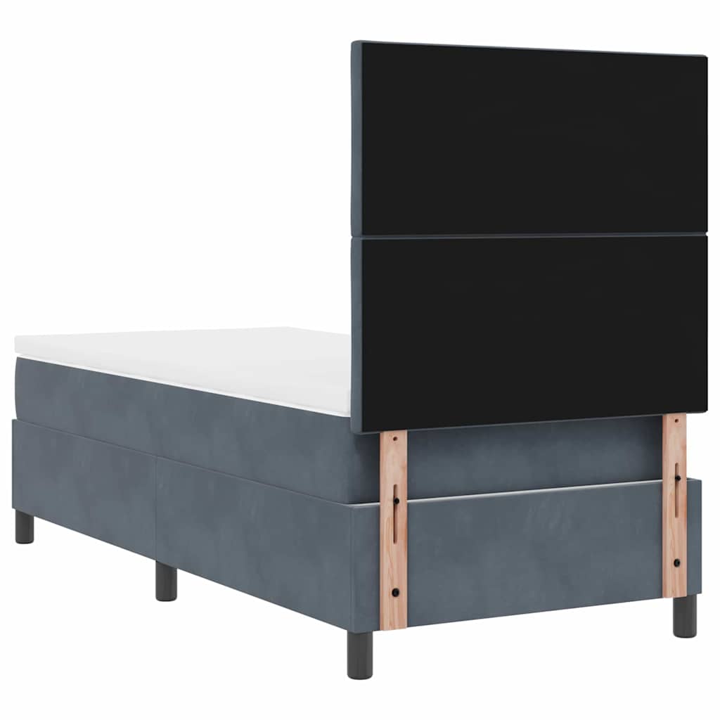 LED Box Spring Krevet s madracem Tamno siva 90 x 200 cm Baršun