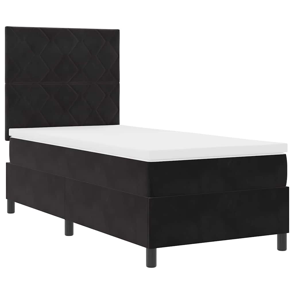 LED Box Spring Krevet s uzglavljem Crna 90 x 200 cm Baršun