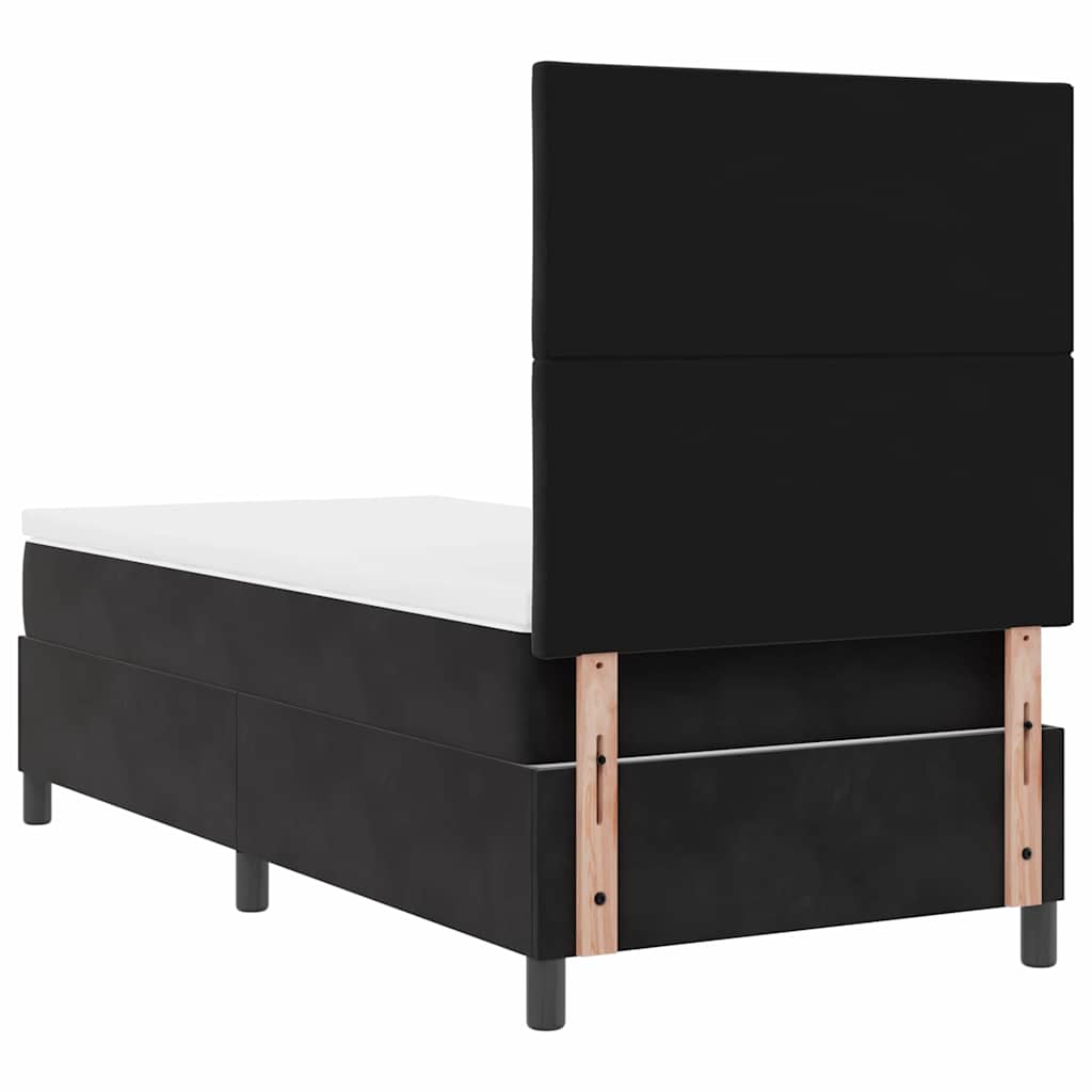 LED Box Spring Krevet s uzglavljem Crna 90 x 200 cm Baršun