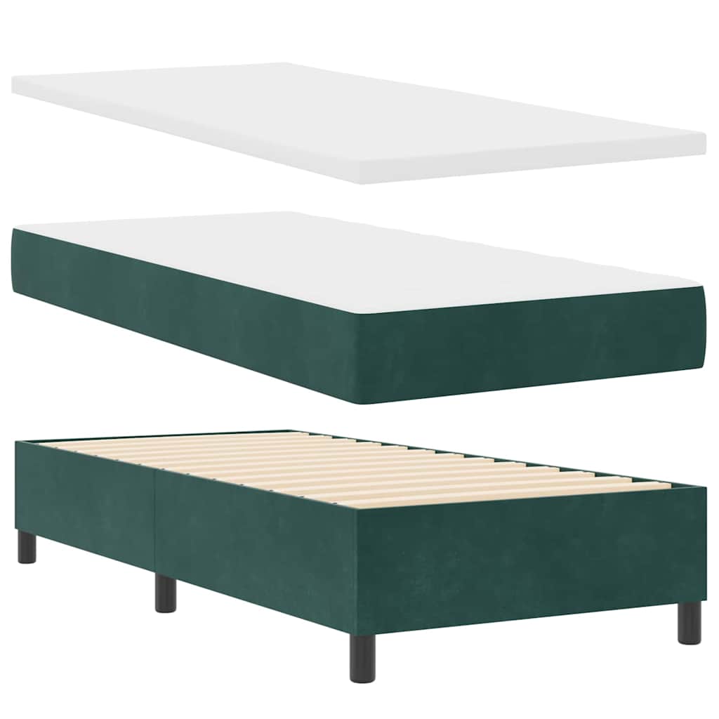 LED Box Spring Krevet Tamnozelena 90 x 200 cm Baršun