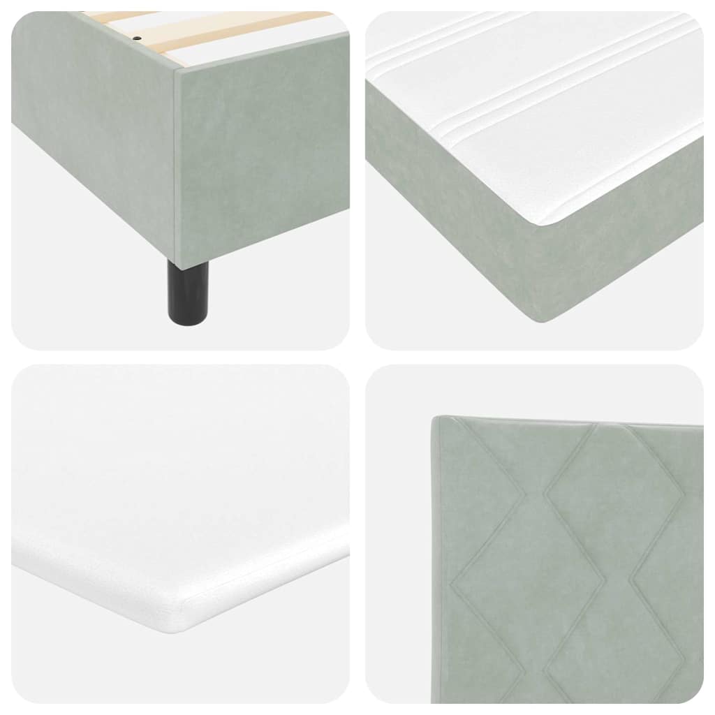 LED Box Spring Krevet Svijetlo siva 100 x 200 cm Baršun
