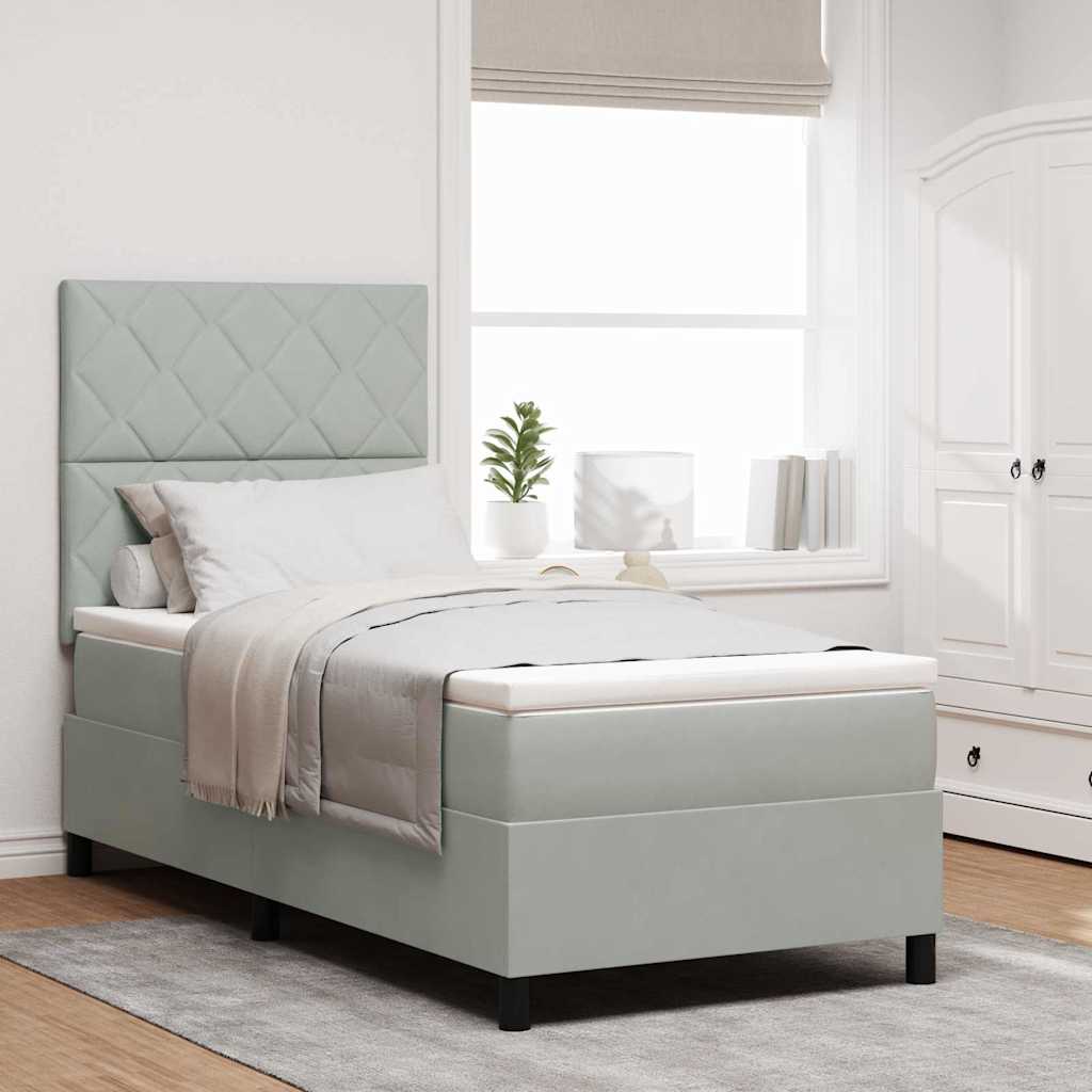 LED Box Spring Krevet Svijetlo siva 100 x 200 cm Baršun