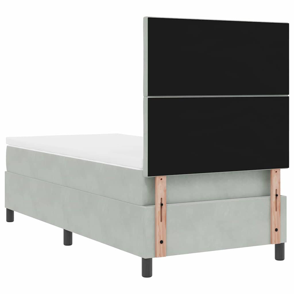 LED Box Spring Krevet Svijetlo siva 100 x 200 cm Baršun