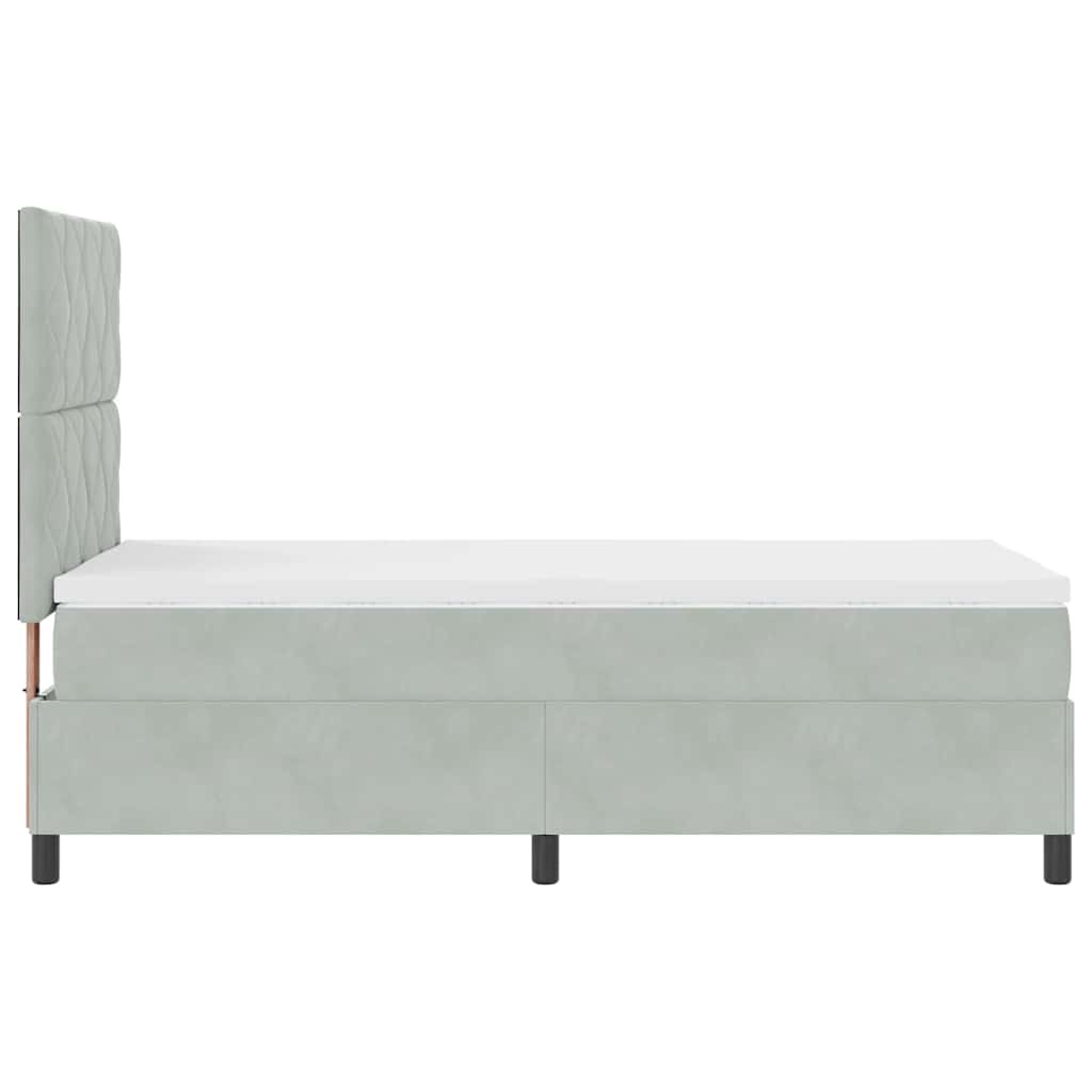 LED Box Spring Krevet Svijetlo siva 100 x 200 cm Baršun