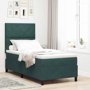 LED Box Spring Krevet Tamnozelena 100 x 200 cm Baršun