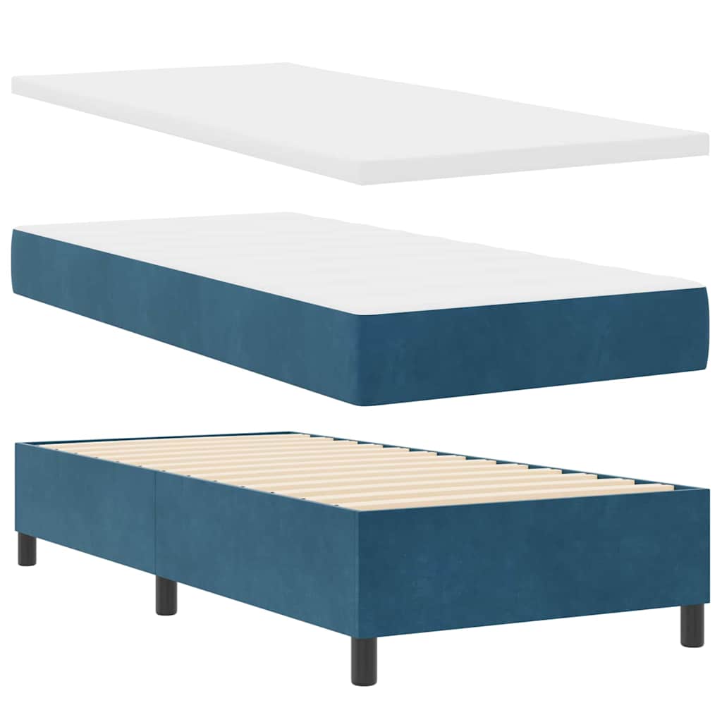 LED Box Spring Krevet Tamno plava 100 x 200 cm Baršun