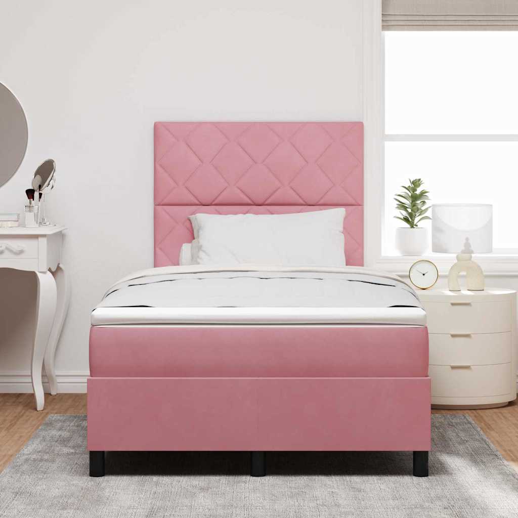 LED Box Spring Krevet Ružičasta 120 x 190 cm Baršun