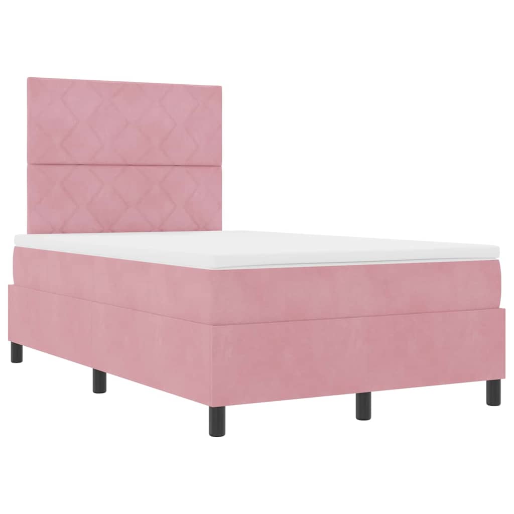 LED Box Spring Krevet Ružičasta 120 x 190 cm Baršun