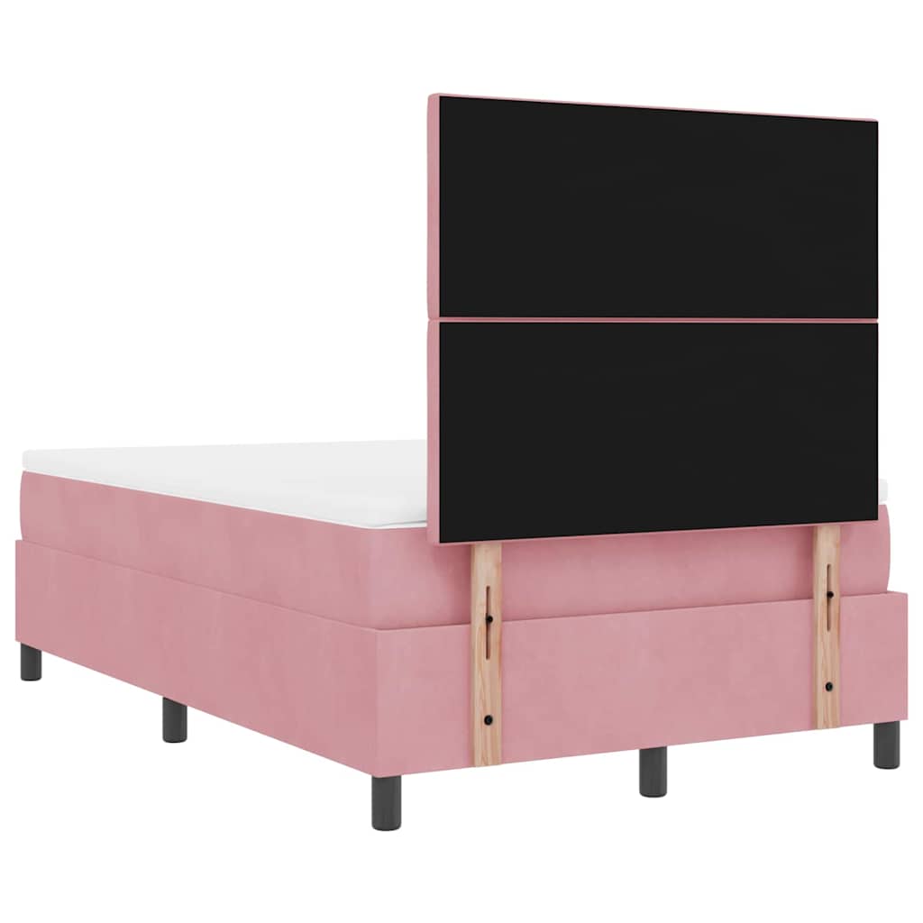 LED Box Spring Krevet Ružičasta 120 x 190 cm Baršun