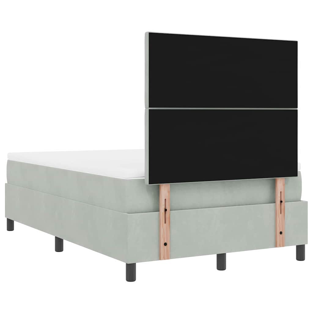 LED Box Spring Krevet Svijetlo siva 120 x 200 cm Baršun