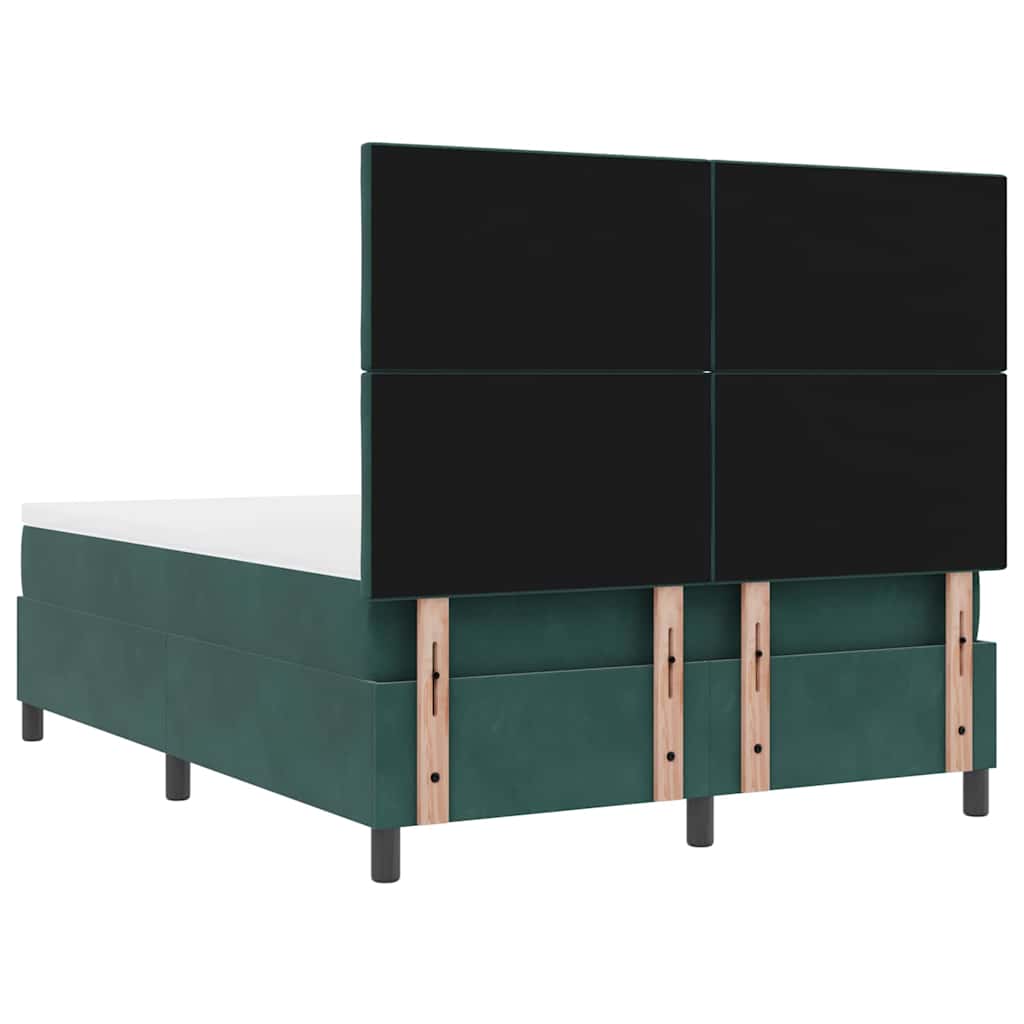 LED Box Spring Krevet Tamnozelena 140 x 200 cm Baršun