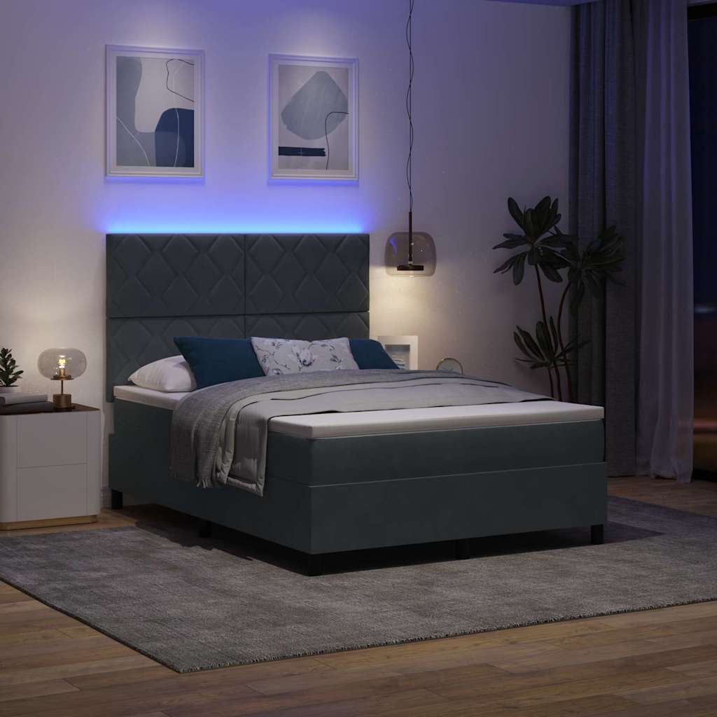 LED Box Spring Krevet Tamno siva 160 x 200 cm Baršun
