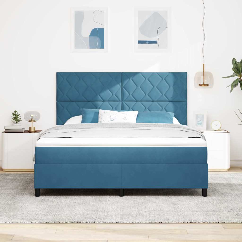 LED Box Spring Krevet Tamno plava 180 x 200 cm Baršun