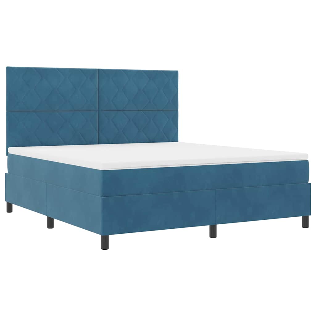 LED Box Spring Krevet Tamno plava 180 x 200 cm Baršun