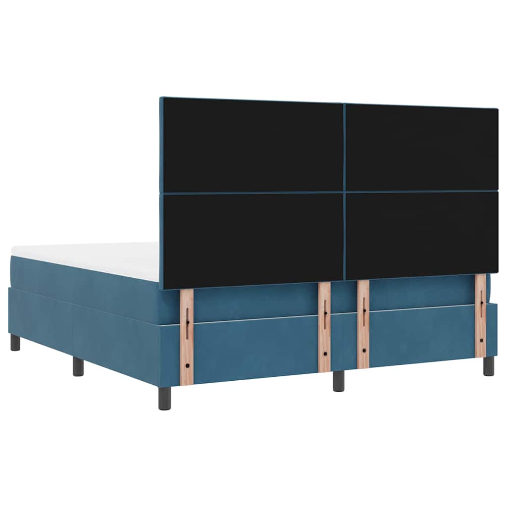 LED Box Spring Krevet Tamno plava 180 x 200 cm Baršun