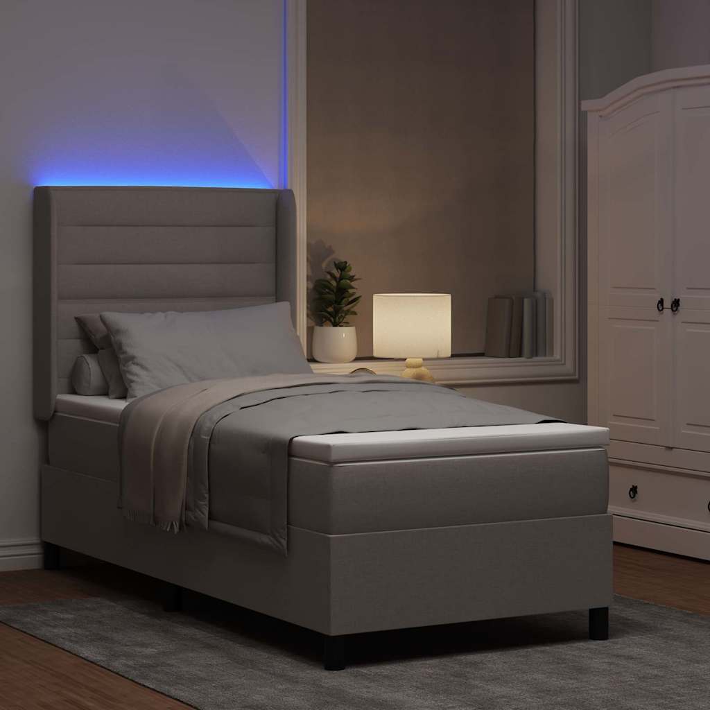LED Box Spring Krevet Sivo-smeđa 80 x 200 cm tkanina