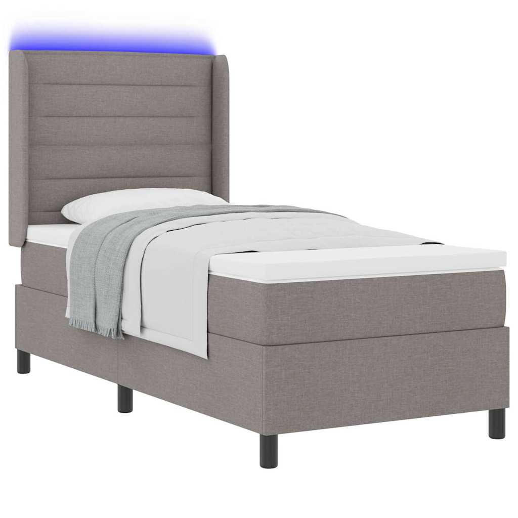 LED Box Spring Krevet Sivo-smeđa 80 x 200 cm tkanina