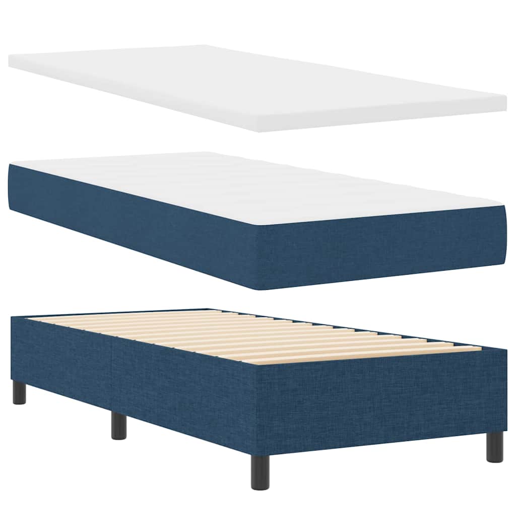 LED Box Spring Krevet s madracem Plava 80 x 200 cm tkanina