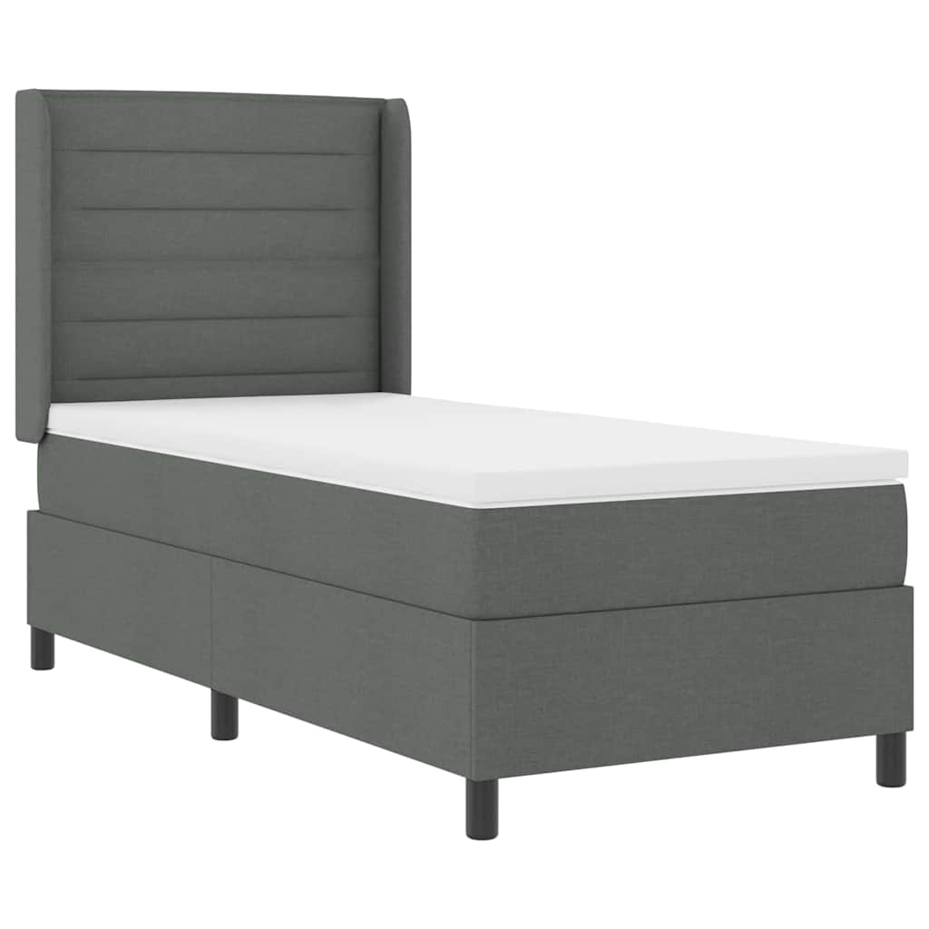 LED Box Spring Krevet s madracem Tamno siva 90 x 190 cm tkanina