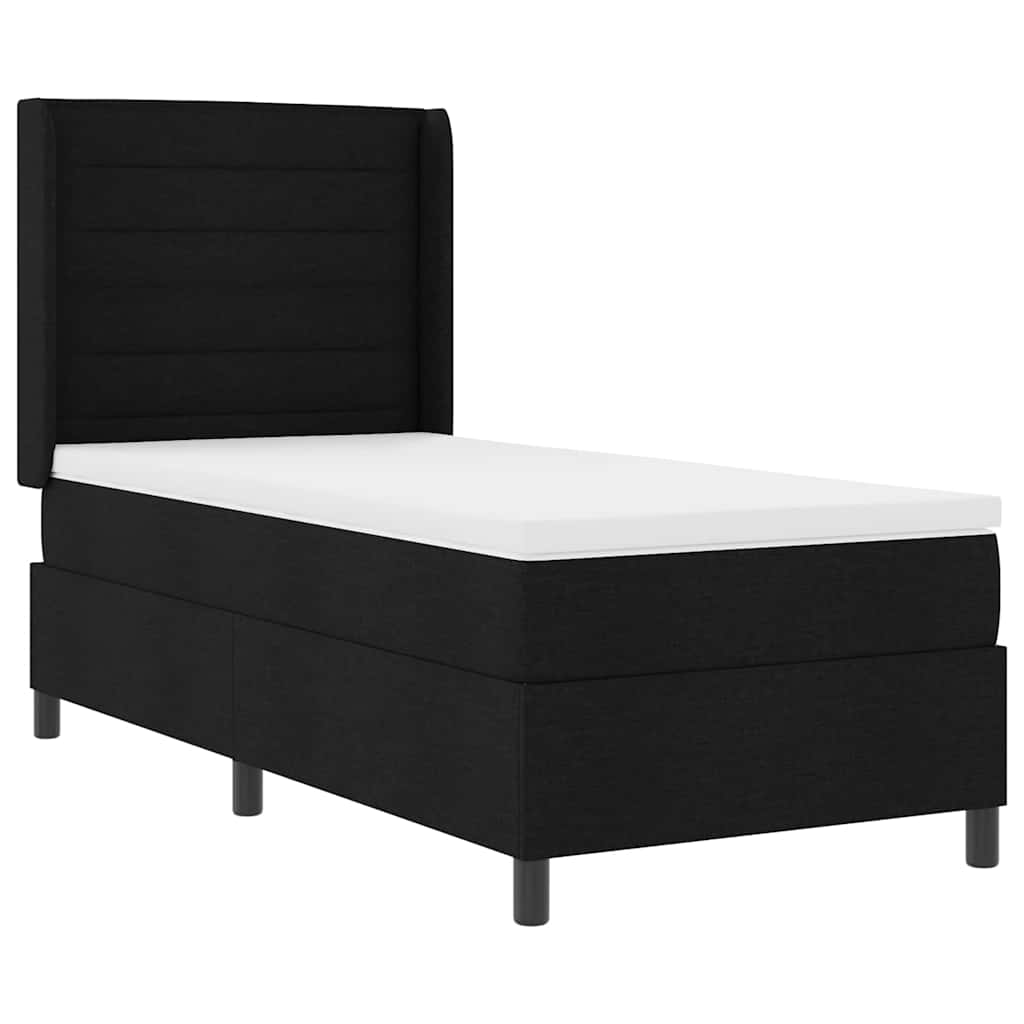 LED Box Spring Krevet s madracem Crna 90 x 190 cm tkanina