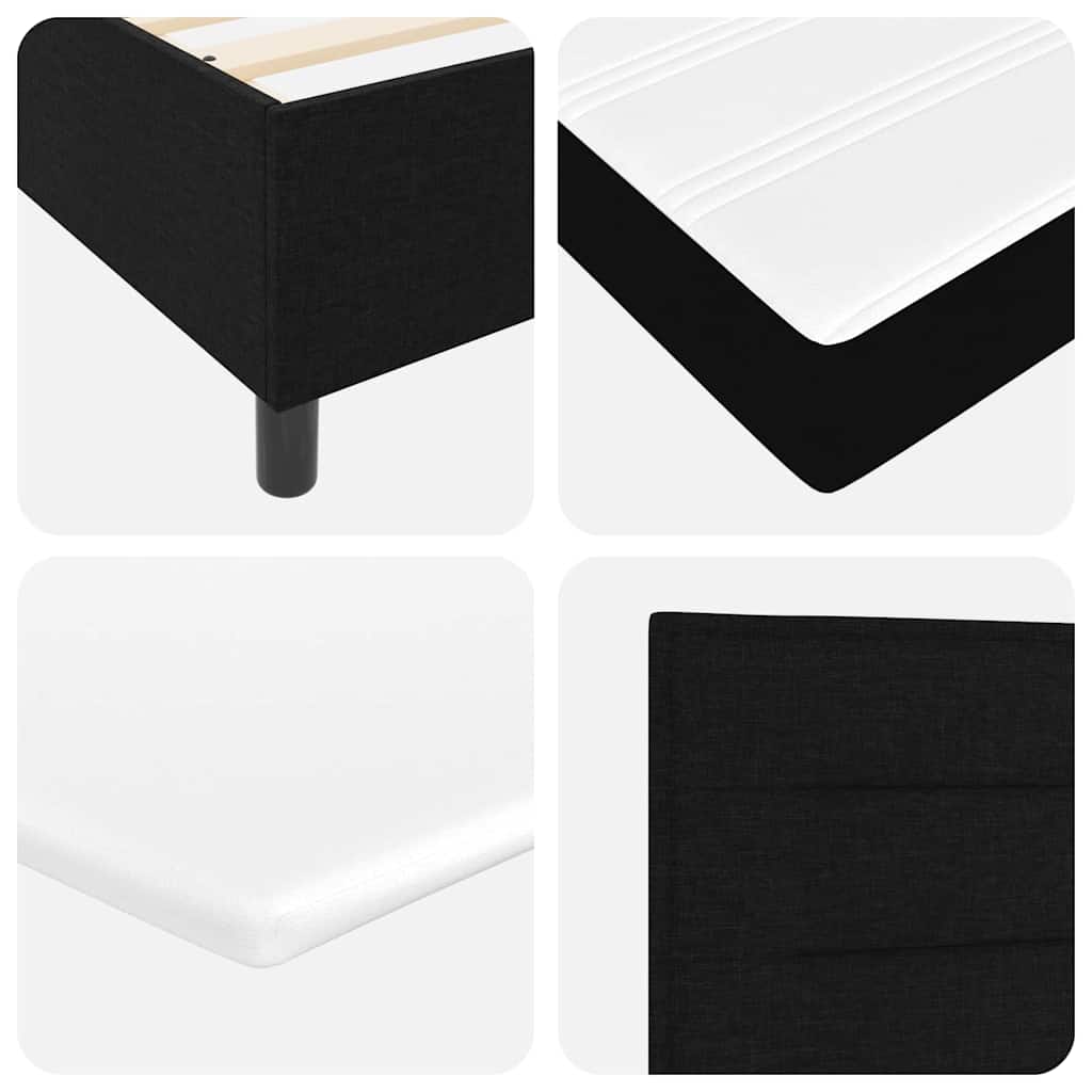 LED Box Spring Krevet s madracem Crna 90 x 200 cm tkanina
