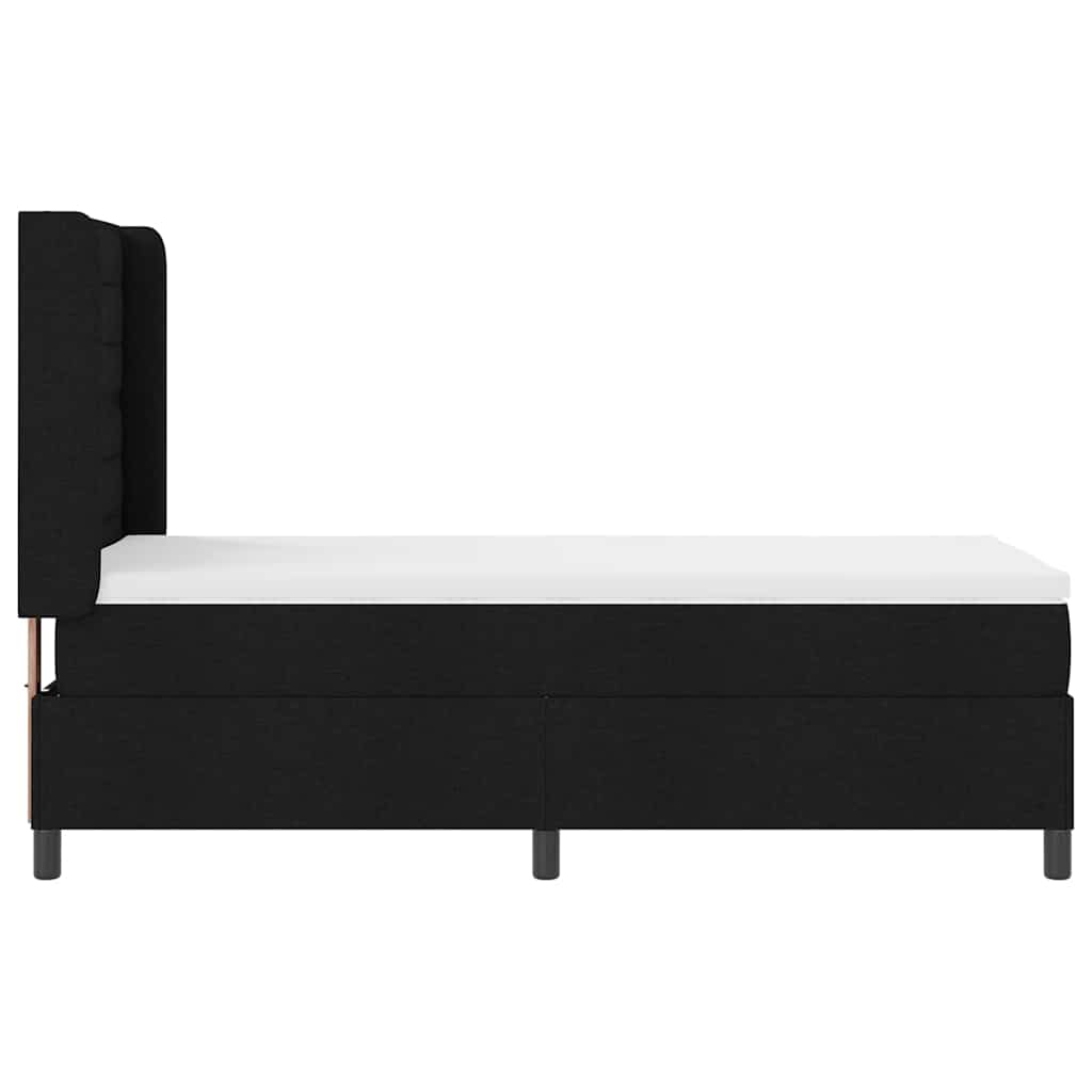 LED Box Spring Krevet s madracem Crna 90 x 200 cm tkanina