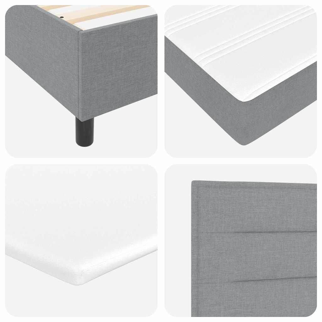 LED Box Spring Krevet Svijetlo siva 100 x 200 cm tkanina