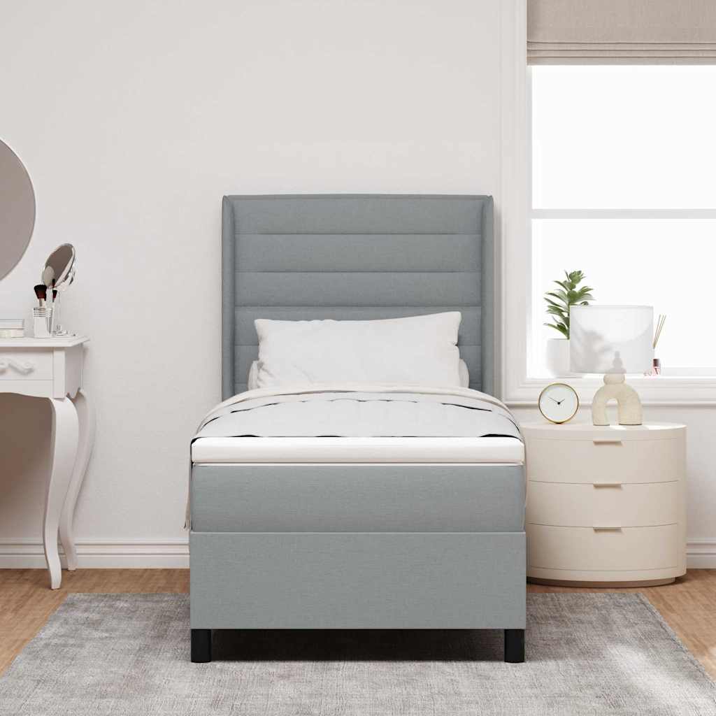 LED Box Spring Krevet Svijetlo siva 100 x 200 cm tkanina