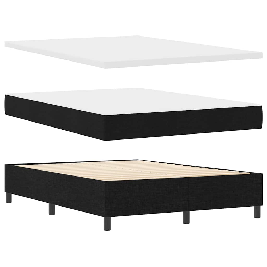 LED Box Spring Krevet s madracem Crna 140 x 190 cm tkanina